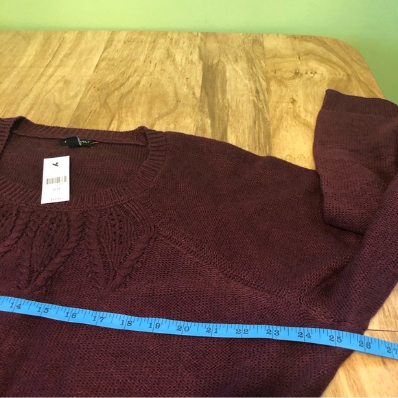 NWT $50 USD Lane Bryant Burgundy Knit 3/4 Long Sleeve Pullover Plus Size 22/24 - Picture 8 of 12